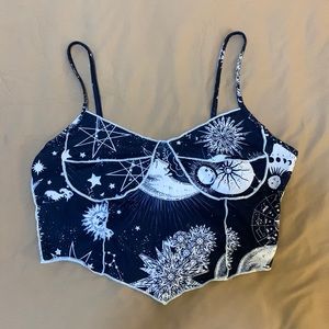 Celestial Pattern Corset Style Cropped Tank